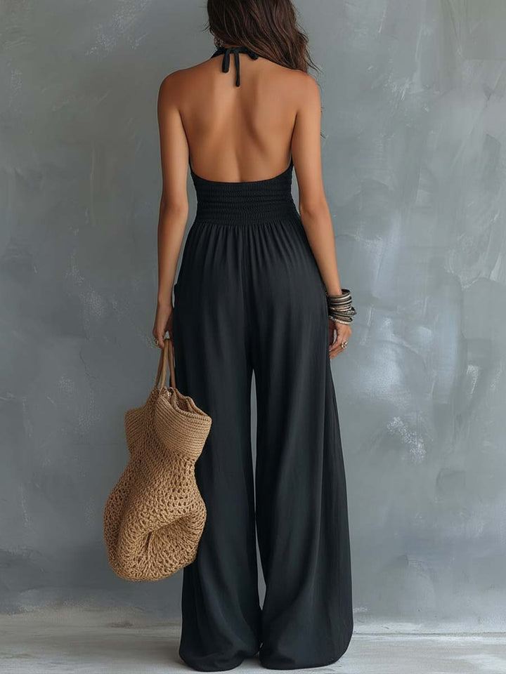 Vintage Halter Pocket Jumpsuit