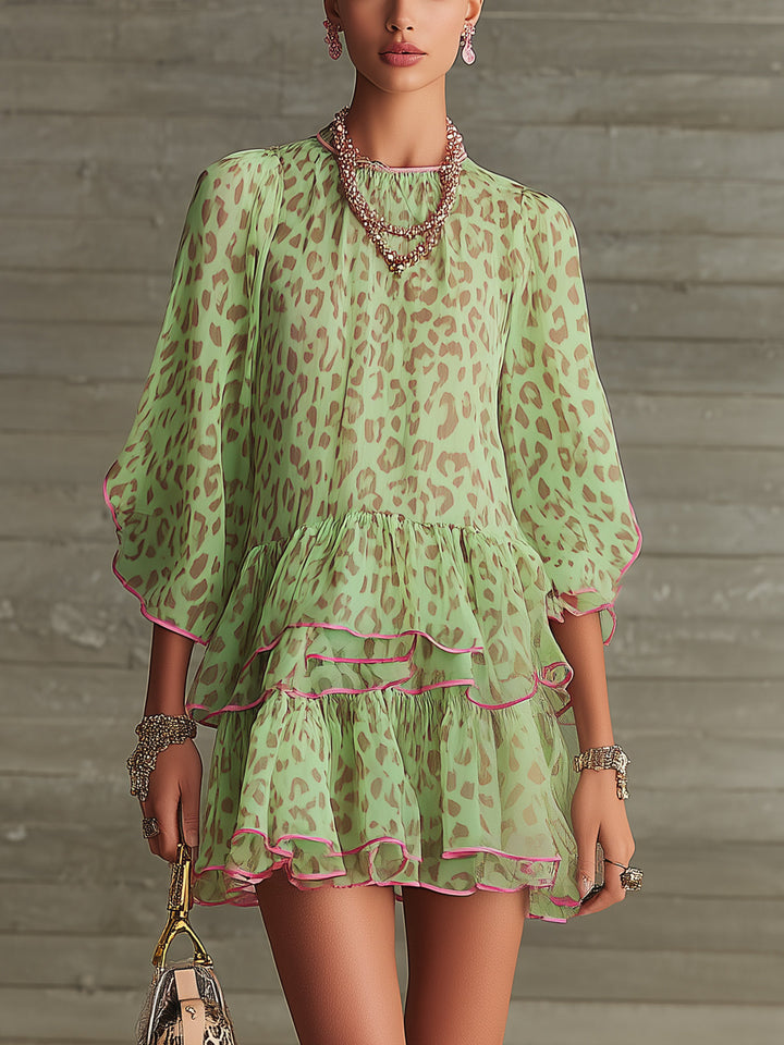 The Green Leopard Chiffon Dress