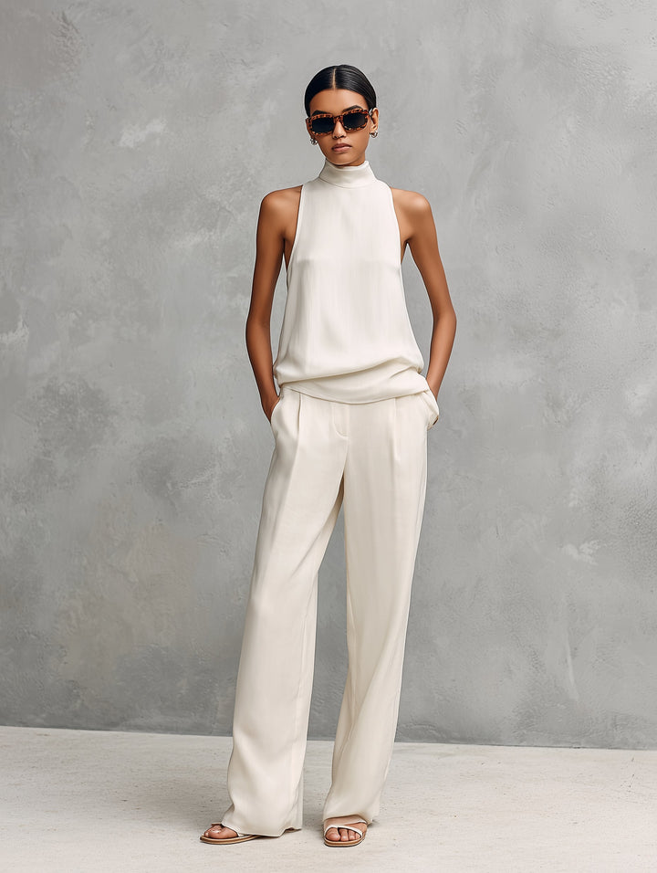 Black Cotton-Linen Two-Piece Set
