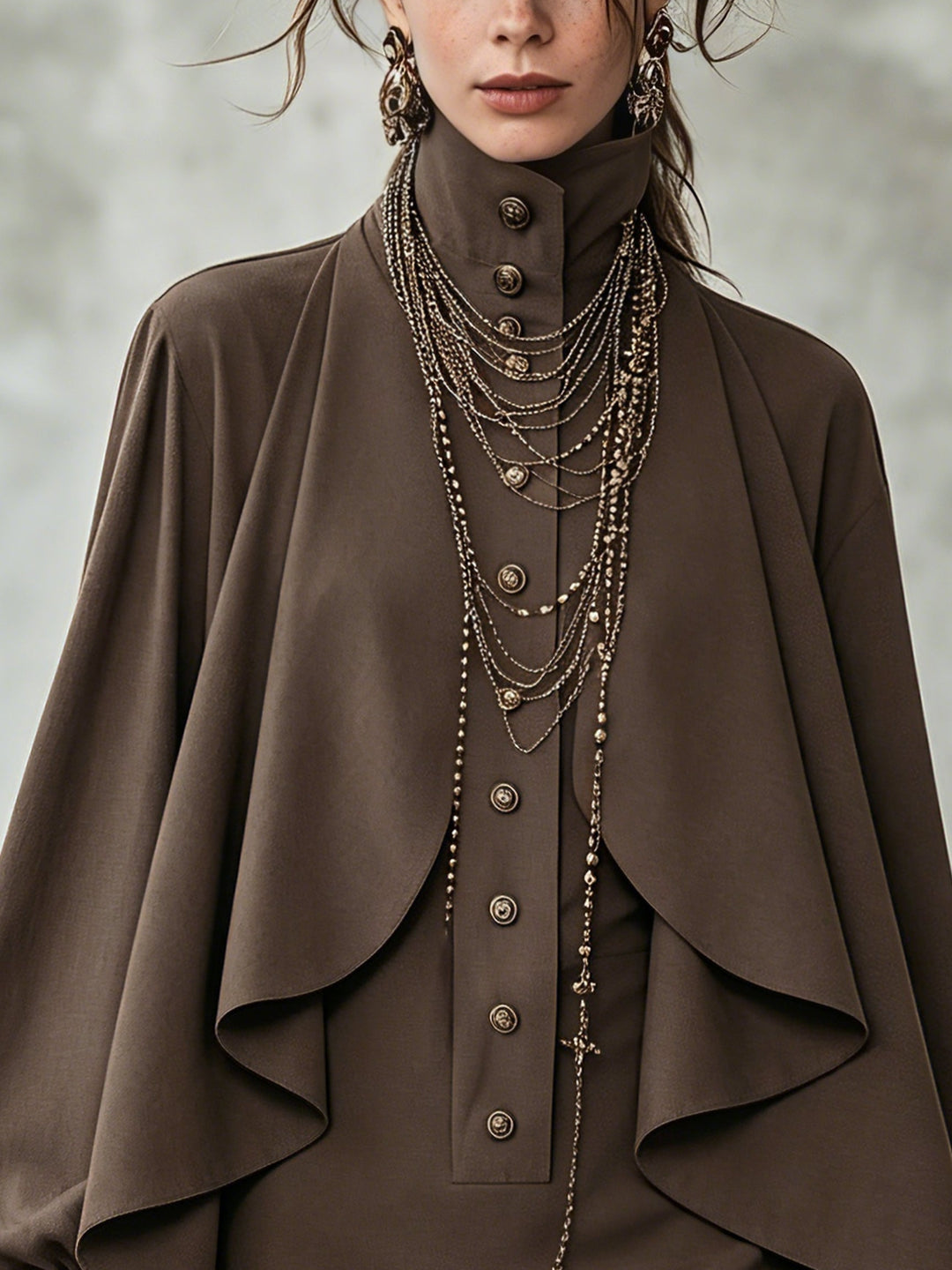 High-Neck Cape Mini Dress
