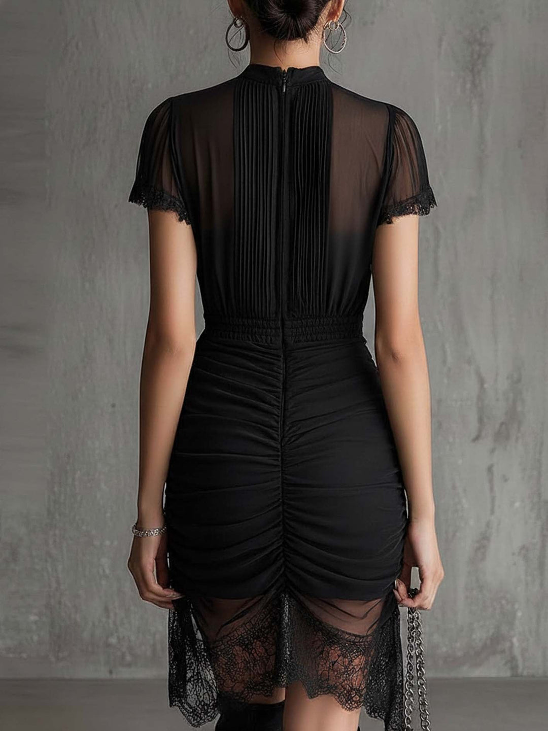 The Black Pleated Lace Dress