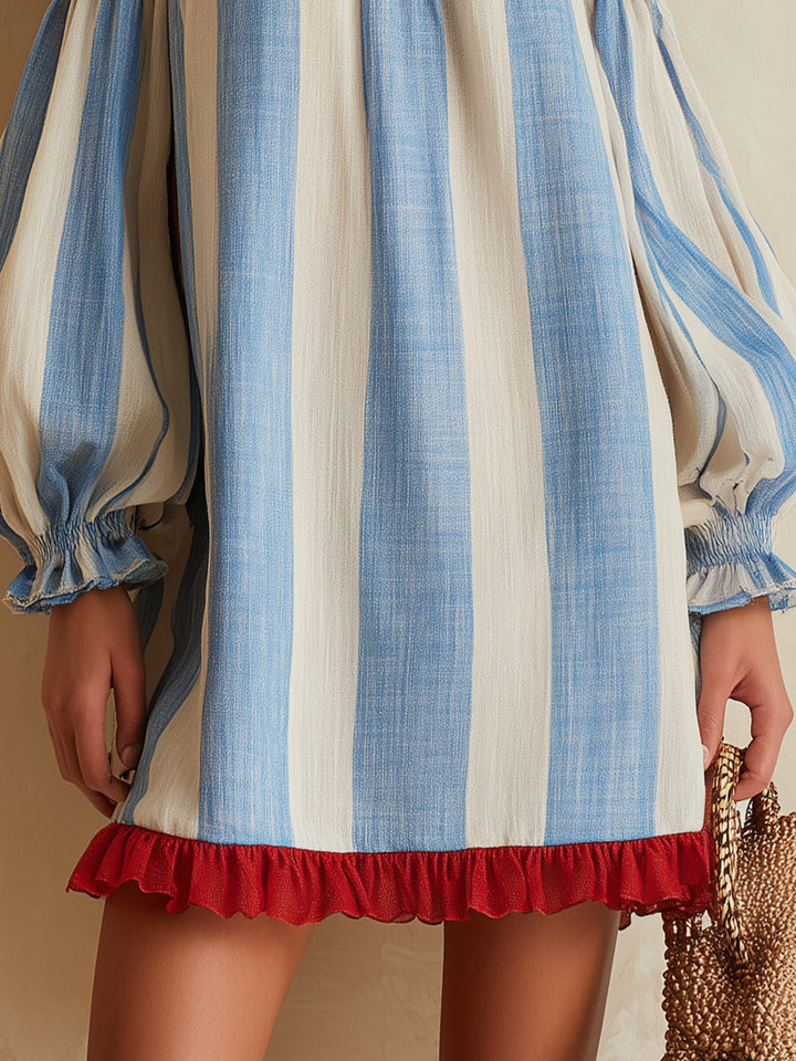 Contrast Hem Striped Mini Dress