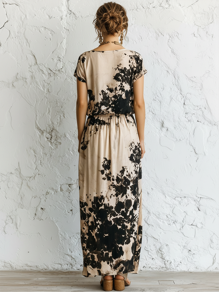 Colorblock Cotton-Linen Midi Dress