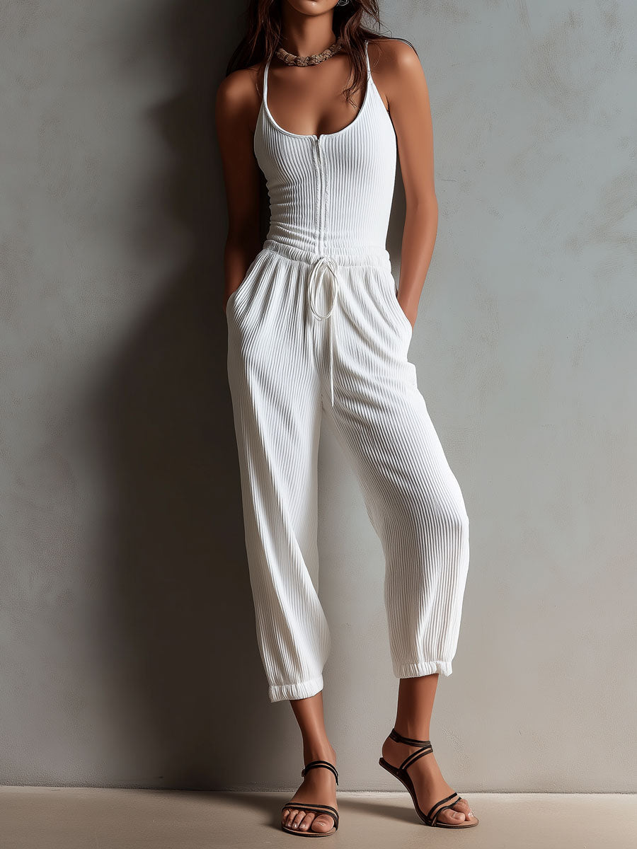 Minimalist Drawstring Everyday Jumpsuit