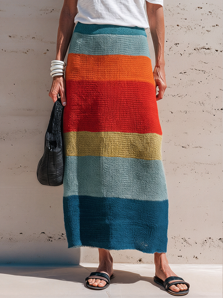 Striped Knit Skirt Set