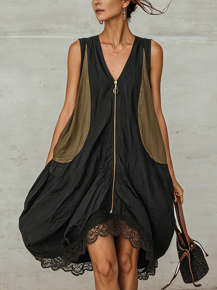 Colorblock Lace Mini Dress