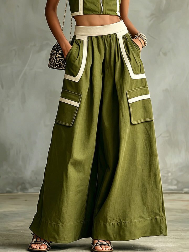 One-Shoulder Zip Pants Set