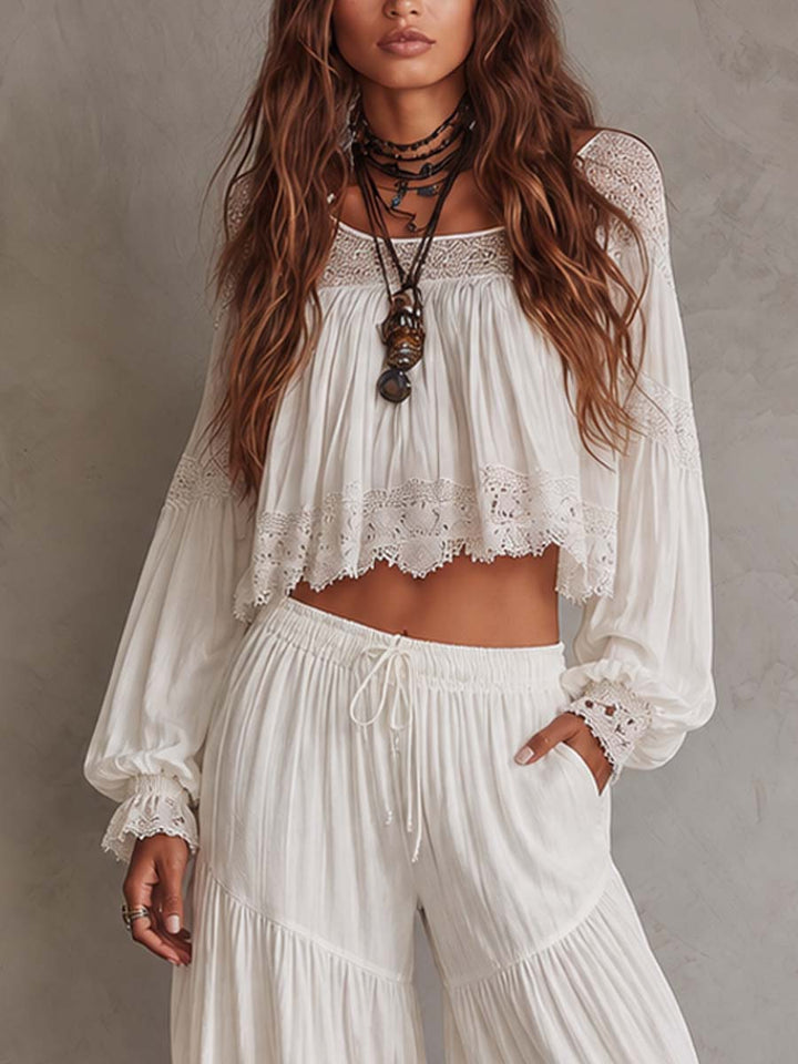 Bohemian Lace Lantern Pants Set
