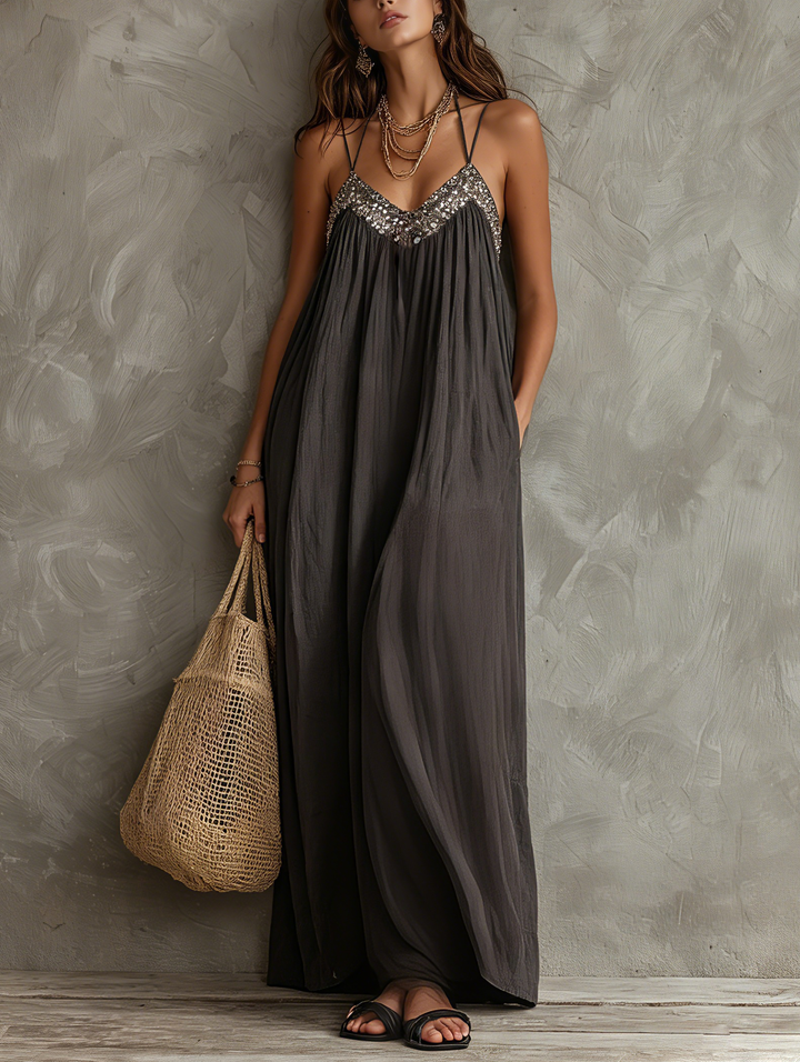 Sequined Splice Maxi Dress