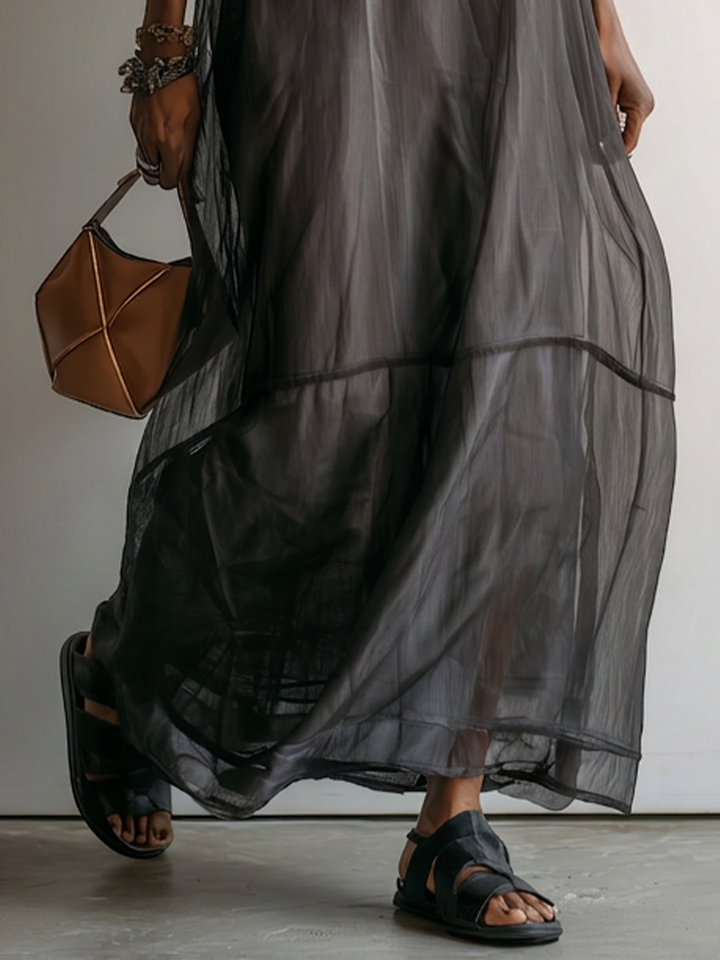 Shadow Veil Tiered Maxi Dress