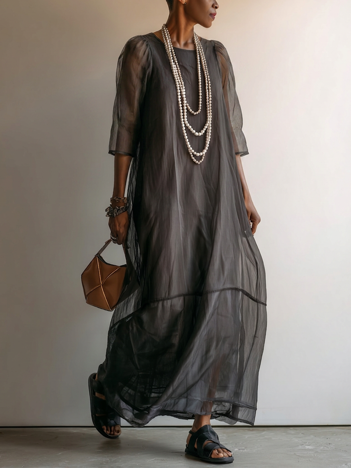 Shadow Veil Tiered Maxi Dress