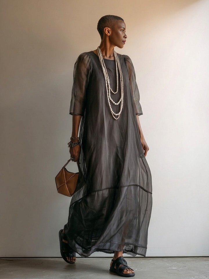 Shadow Veil Tiered Maxi Dress
