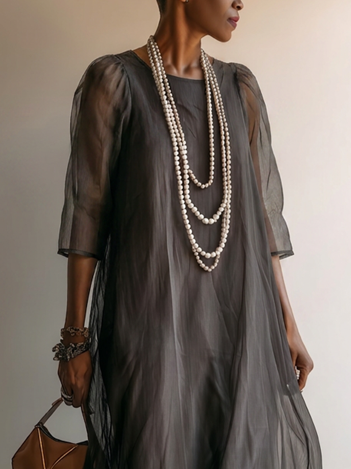 Shadow Veil Tiered Maxi Dress