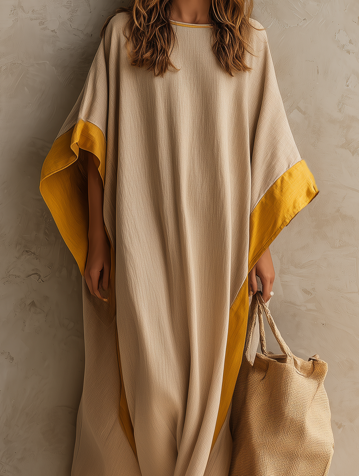 Relaxed Batwing Linen Maxi Dress