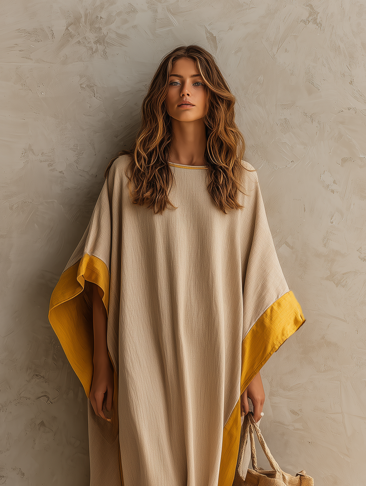 Relaxed Batwing Linen Maxi Dress
