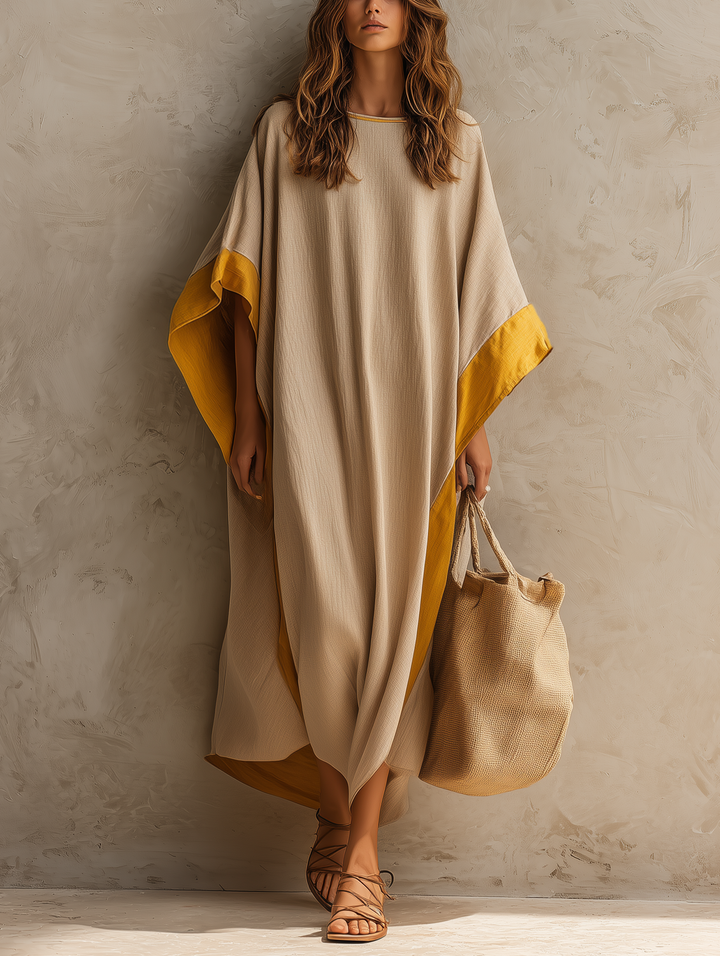 Relaxed Batwing Linen Maxi Dress