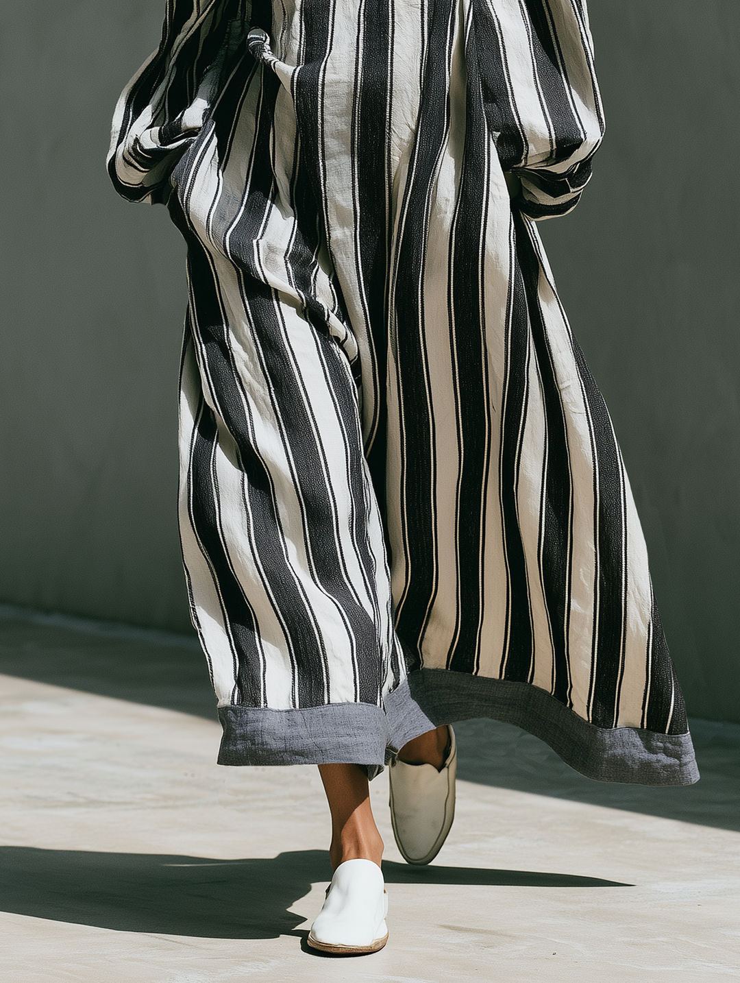 Minimalist Striped Square-Neck Maxi Dress