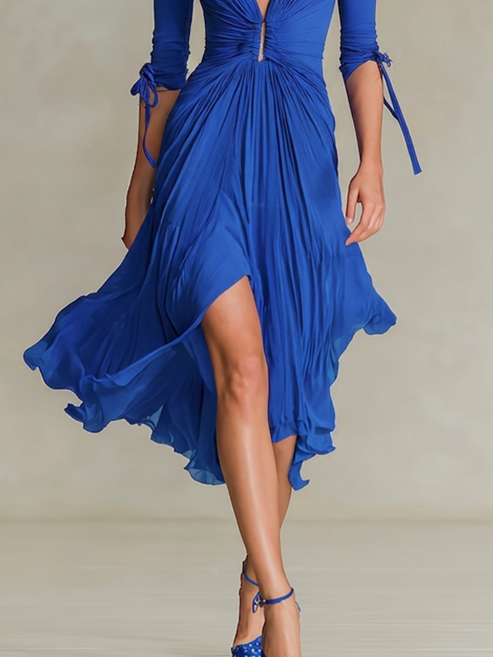 Ruched Knot Midi Dress