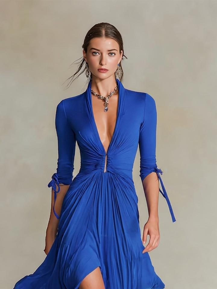 Ruched Knot Midi Dress