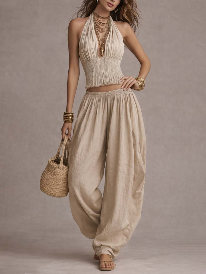 Bohemian Halter Harem Pants Set