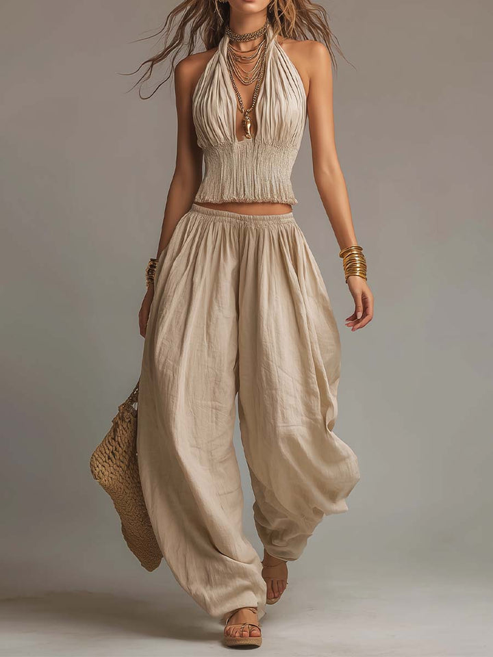 Bohemian Halter Harem Pants Set
