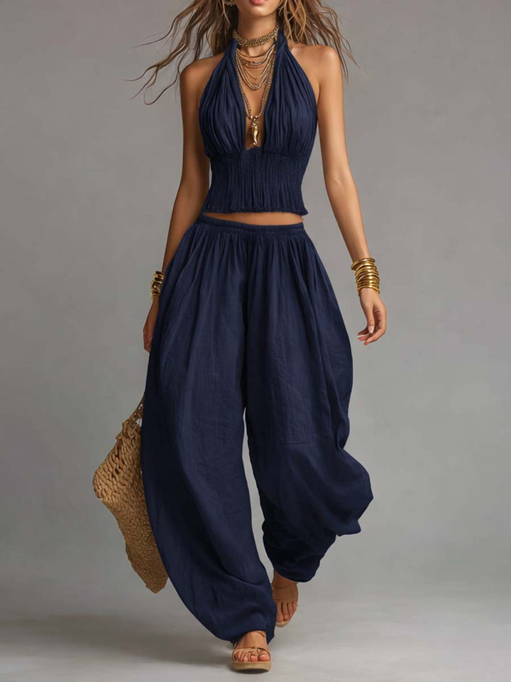 Bohemian Halter Harem Pants Set