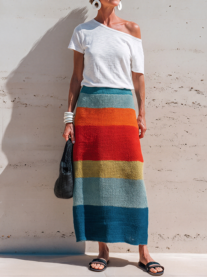 Striped Knit Skirt Set