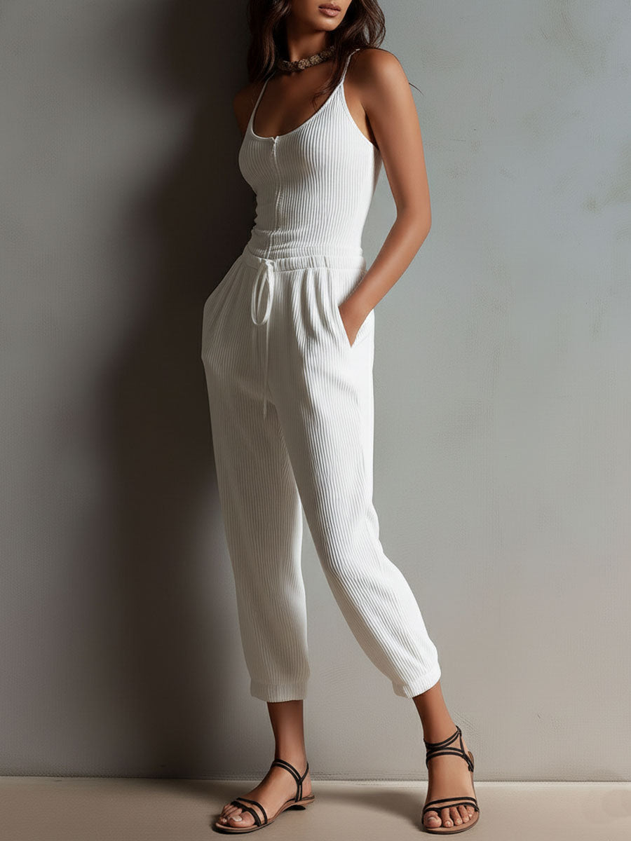 Minimalist Drawstring Everyday Jumpsuit