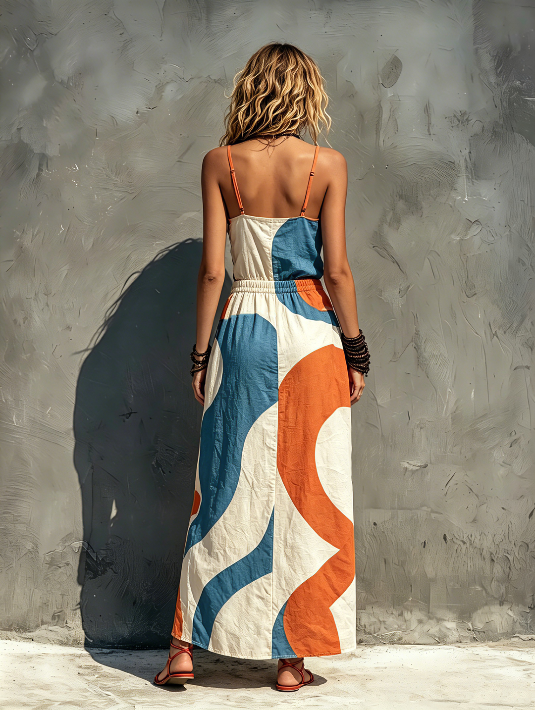 Printed Spaghetti Strap Maxi Dress