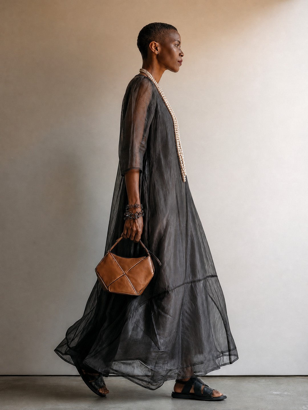 Shadow Veil Tiered Maxi Dress