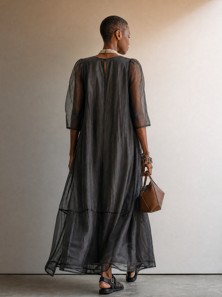 Shadow Veil Tiered Maxi Dress