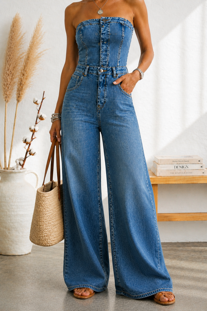 Sculpt Strapless Blue Jumpsuit