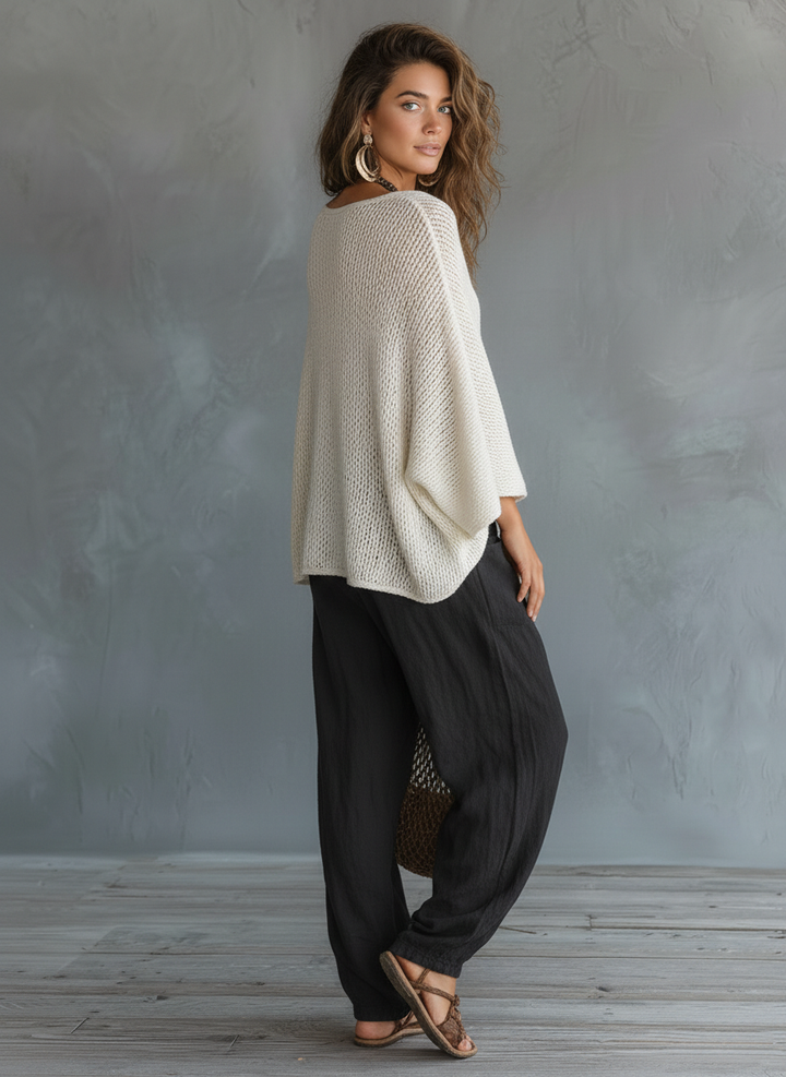 Cape-Sleeve Harem Pants Set