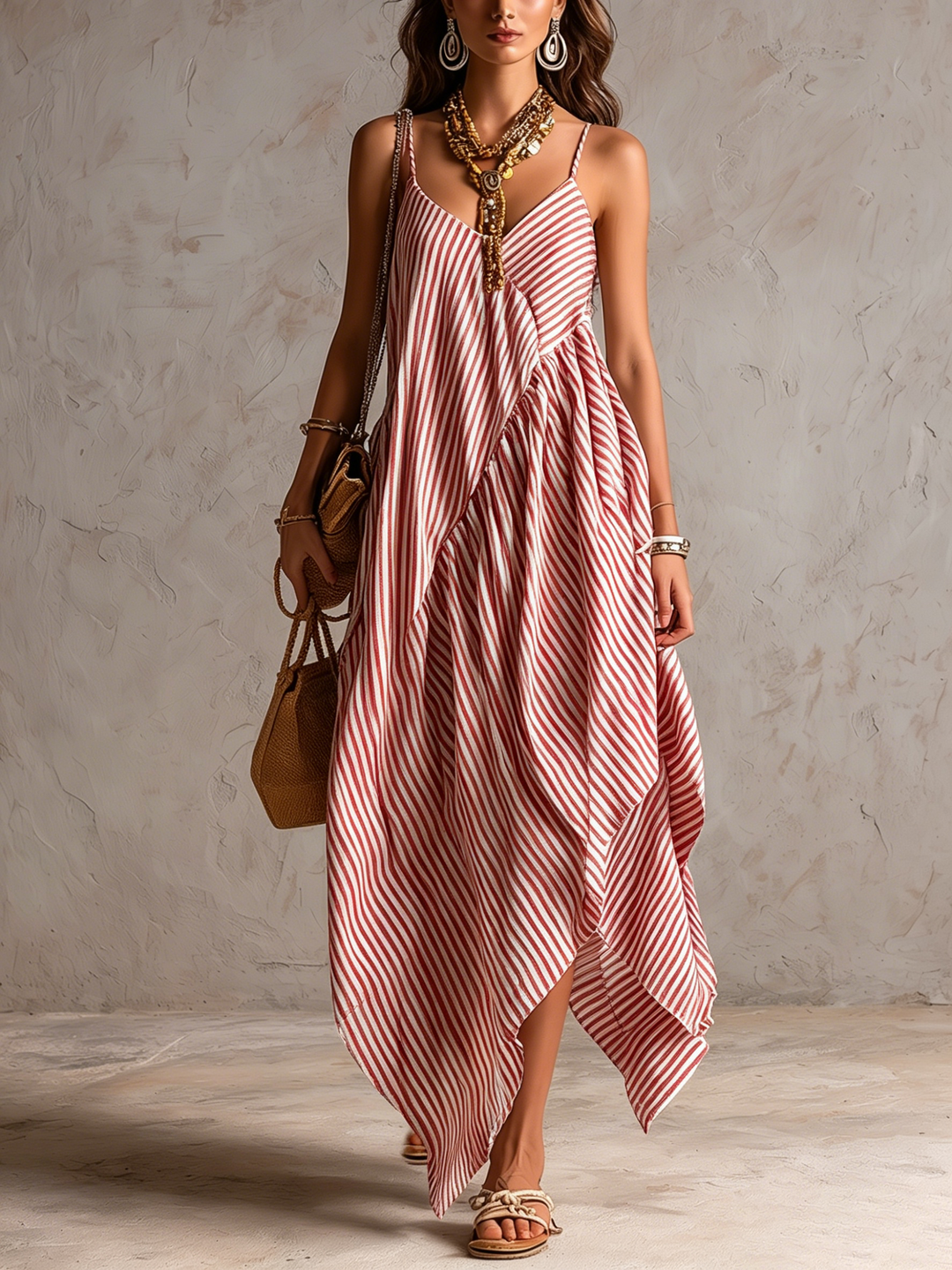 Striped Bohemian Maxi Dress
